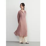 綿混シアー長袖チュニックワンピースレイヤード便利体型カバーナチュラル | On One's Own | 詳細画像12