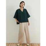 リネンタッチシンプルセンターシーム半袖トップスレディースプルオーバー | On One's Own | 詳細画像9