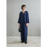 Vネックブラウスとワイドパンツ上下セットセットアップ | On One's Own | 詳細画像14