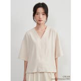 CREAM | ドット半袖Vネットップスレディースシンプルプルオーバー | On One's Own