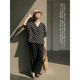 ドット半袖Vネットップスレディースシンプルプルオーバー | On One's Own | 詳細画像5