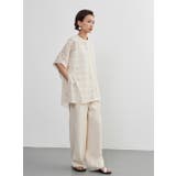 チェックレースシアーブラウス半袖オーバーシャツ異素材ドッキングトップス | On One's Own | 詳細画像10 