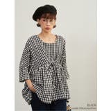 BLACK | ギンガムチェックプルオーバースクエアネック7分袖トップス | On One's Own