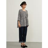 ギンガムチェックプルオーバースクエアネック7分袖トップス | On One's Own | 詳細画像10 