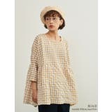 BEIGE | ギンガムチェックプルオーバースクエアネック7分袖トップス | On One's Own