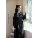 BLACK | ワンピースパイピングディテール長袖 ギャザーエレガントオケージョン | On One's Own