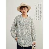 ボタニカルプリント長袖シャツブラウスバンドカラー トップス綿100% | On One's Own | 詳細画像4