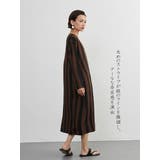 太ストライプバイカラーVネック長袖ワンピースシンプル | On One's Own | 詳細画像7