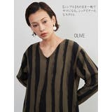 OLIVE | 太ストライプバイカラーVネック長袖ワンピースシンプル | On One's Own