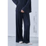 NAVY | プリーツ加工カットソーワイドパンツウエスト総ゴムセットアップ可能 | On One's Own
