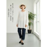 袖口スリット長袖リネン混シャツロングブラウストップス | On One's Own | 詳細画像2 