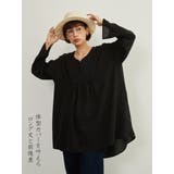 BLACK | 袖口スリット長袖リネン混シャツロングブラウストップス | On One's Own