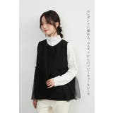 BLACK | ドビーチュールレースレイヤードベストジレラウンドネック | On One's Own