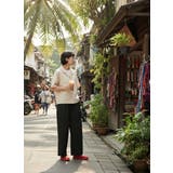 綿100％コットンスラックスルーズフィットストレート美脚パンツ | On One's Own | 詳細画像4 