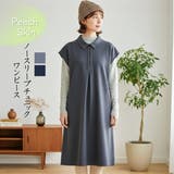 CHARCOAL | 多ボタンノースリーブAラインピーチスキンワンピースチュニック | On One's Own