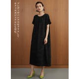 BLACK | 半袖ワンピース夏リラックスロング丈タックワンピース | On One's Own