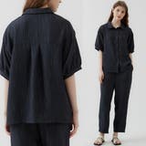 半袖ブラウスとコクーンパンツのセットアップストライプ総ゴムポケット付き | On One's Own | 詳細画像5 