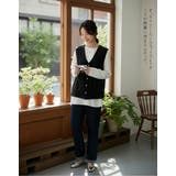 Vネック多ボタンベストノースリーブレイヤードジレ | On One's Own | 詳細画像2