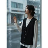 BLACK | Vネック多ボタンベストノースリーブレイヤードジレ | On One's Own
