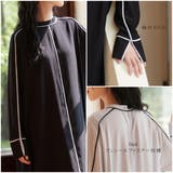 パイピングシャドーストライプAラインワンピース長袖ロング丈 | On One's Own | 詳細画像9 