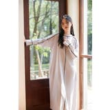 パイピングシャドーストライプAラインワンピース長袖ロング丈 | On One's Own | 詳細画像3 