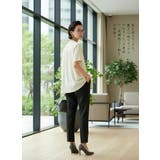 センタープレススラックススリムテーパードパンツオフィスカジュアルウエストゴム | On One's Own | 詳細画像6