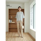 センタープレススラックススリムテーパードパンツオフィスカジュアルウエストゴム | On One's Own | 詳細画像3