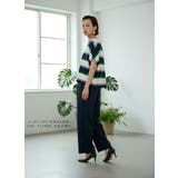 ワイドパンツタック入りスラックスウエストゴムオフィス通勤 | On One's Own | 詳細画像3 