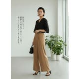 KHAKI | ワイドパンツタック入りスラックスウエストゴムオフィス通勤 | On One's Own