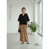 ワイドパンツタック入りスラックスウエストゴムオフィス通勤 | On One's Own | 詳細画像5 