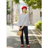 綿100%ボートネックボーダーTシャツブラウス長袖コットンサッカー素材 | On One's Own | 詳細画像6