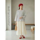 綿100%ボートネックボーダーTシャツブラウス長袖コットンサッカー素材 | On One's Own | 詳細画像7