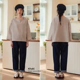 KHAKI | 綿100%ボートネックボーダーTシャツブラウス長袖コットンサッカー素材 | On One's Own