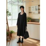 フェイクレイヤードトレンチ風ワンピース長袖ロング丈Aライン二枚仕立て | On One's Own | 詳細画像2 