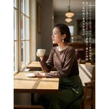 長袖Tシャツベロアリボン柄立体プリントストレッチカットソートップス | On One's Own | 詳細画像8