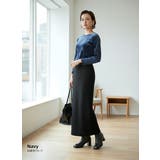 NAVY | 長袖Tシャツベロアリボン柄立体プリントストレッチカットソートップス | On One's Own