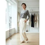 長袖Tシャツベロアリボン柄立体プリントストレッチカットソートップス | On One's Own | 詳細画像7