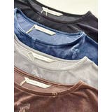 長袖Tシャツベロアリボン柄立体プリントストレッチカットソートップス | On One's Own | 詳細画像13