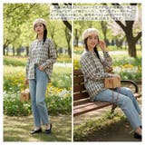 チェック柄長袖ブラウスチョーカーネックセンタースリットトップス | On One's Own | 詳細画像10