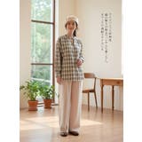 チェック柄長袖ブラウスチョーカーネックセンタースリットトップス | On One's Own | 詳細画像4