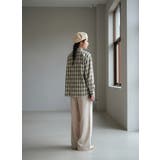 チェック柄長袖ブラウスチョーカーネックセンタースリットトップス | On One's Own | 詳細画像7