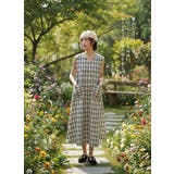 ポケット太幅ベルトデザインチェックワンピースノースリーブジャンパースカート | On One's Own | 詳細画像12