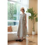 ポケット太幅ベルトデザインチェックワンピースノースリーブジャンパースカート | On One's Own | 詳細画像2