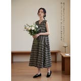 ポケット太幅ベルトデザインチェックワンピースノースリーブジャンパースカート | On One's Own | 詳細画像10