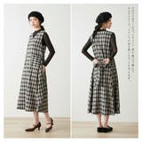 ポケット太幅ベルトデザインチェックワンピースノースリーブジャンパースカート | On One's Own | 詳細画像4