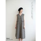ポケット太幅ベルトデザインチェックワンピースノースリーブジャンパースカート | On One's Own | 詳細画像3