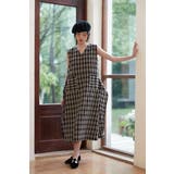 ポケット太幅ベルトデザインチェックワンピースノースリーブジャンパースカート | On One's Own | 詳細画像5