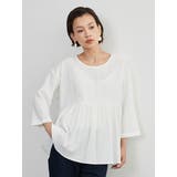 WHITE | ジャガード八分袖ギャザートップスプルオーバー | On One's Own