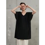 ギャザーVネック半袖チュニックシンプルトップ | On One's Own | 詳細画像9