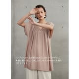 ギャザーVネック半袖チュニックシンプルトップ | On One's Own | 詳細画像4